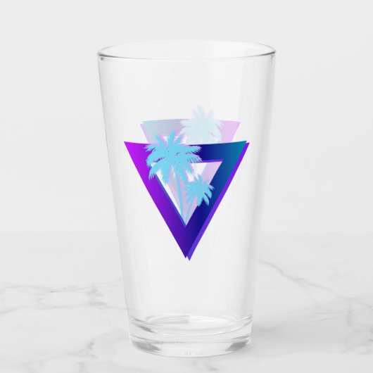 RETROWAVE SYNTHWAVE PALM TREES TRIANGLE GLASS タンブラーグラス (正面)