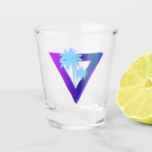 RETROWAVE SYNTHWAVE PALM TREES TRIANGLE SHOT GLASS ショットグラス (正面)