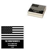 Retrunアドレス愛国的なアメリカ国旗の家族名 ラバースタンプ (押印)