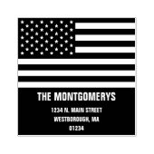 Retrunアドレス愛国的なアメリカ国旗の家族名 ラバースタンプ (インプリント)