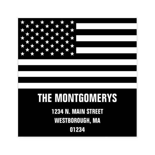 Retrunアドレス愛国的なアメリカ国旗の家族名 ラバースタンプ (インプリント)