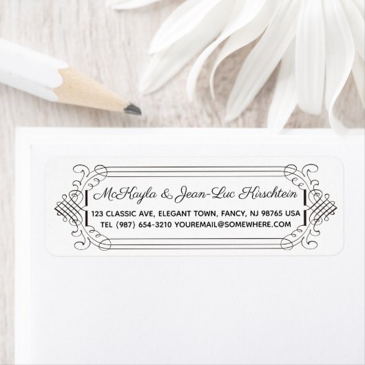 Return Address Elegant Wedding Anniversary Rococo ラベル (インサイチュ)