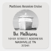 Return Address Family Reunion Cruise Ship スクエアシール (正面)