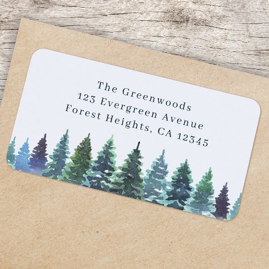 Return Address Label | エレガントな水彩画の森 ラベル