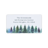 Return Address Label | エレガントな水彩画の森 ラベル (正面)