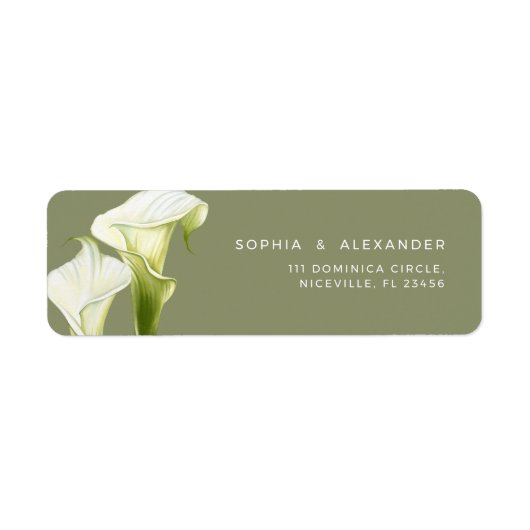 Return Address Label Calla Lilies Wedding. ラベル (正面)