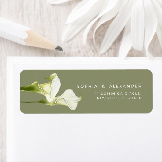 Return Address Label Calla Lilies Wedding. ラベル (インサイチュ)