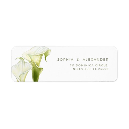 Return Address Label Calla Lilies Wedding. ラベル (正面)