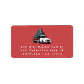 Return Address Label | Christmas Tree Truck Red ラベル (正面)