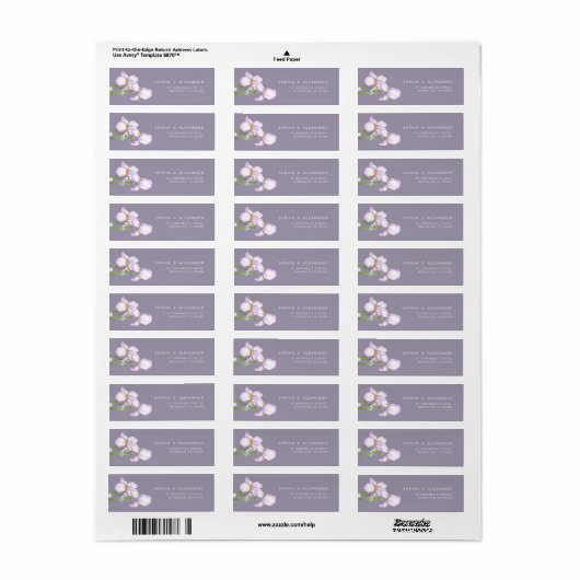 Return Address Label Delicate Irises Wedding. ラベル (フルシート)