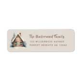 Return Address Label | Rustic Woodland Log Cabin ラベル (正面)