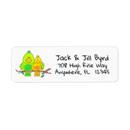 Return Address Label Whimsical Birds ラベル