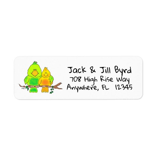 Return Address Label Whimsical Birds ラベル (正面)