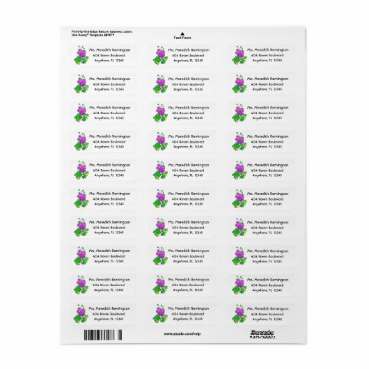 Return Address Label Whimsical Flower ラベル (フルシート)