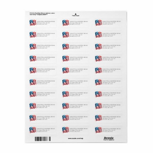 Return Address Labels American Flag ラベル (フルシート)
