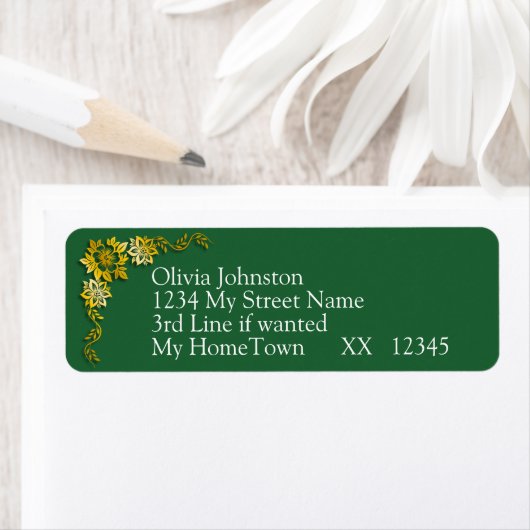 Return Address Labels, Emerald Green & Gold ラベル (インサイチュ)
