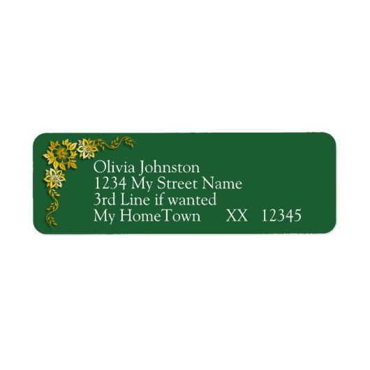 Return Address Labels, Emerald Green & Gold ラベル (正面)