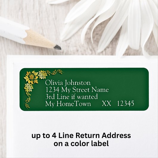Return Address Labels, Emerald Green & Gold ラベル