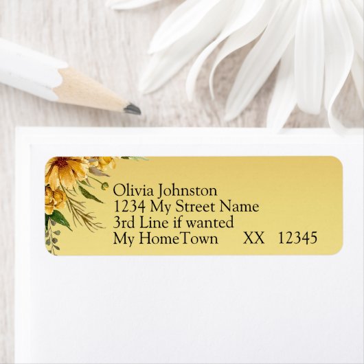Return Address Labels,  Golden Yellow Flowers ラベル (インサイチュ)
