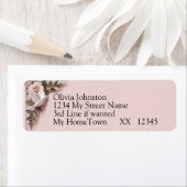 Return Address Labels, Pink Roses & Doves Wedding ラベル (インサイチュ)