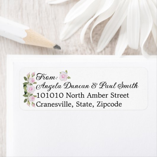 Return Address Labels Soft Pink Roses ラベル (インサイチュ)