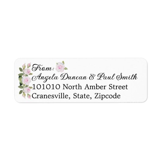 Return Address Labels Soft Pink Roses ラベル (正面)