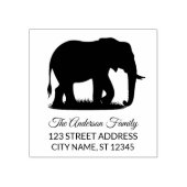Return Address |  Personalized Elephant Silhouette ラバースタンプ (インプリント)