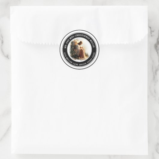 Return Address Praying Jesus Envelope Seal ラウンドシール (バッグ)