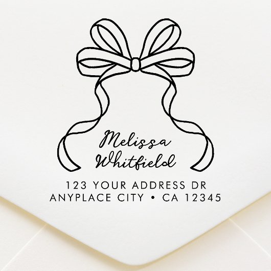 Return Address Rubber Stamp | Coquette Ribbon Bow ラバースタンプ