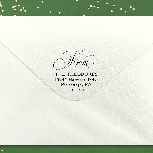 Return address simple elegant script from セルフインキングスタンプ