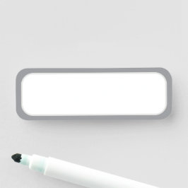 Reusable White Name Tag Gray Border 名札