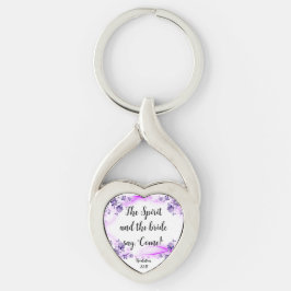 Rev. 22:17ツイストハートメタルキーチェーン キーホルダー