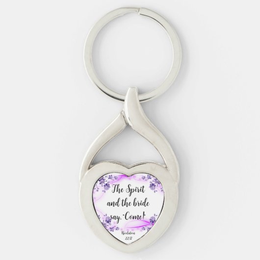 Rev. 22:17ツイストハートメタルキーチェーン キーホルダー (正面)