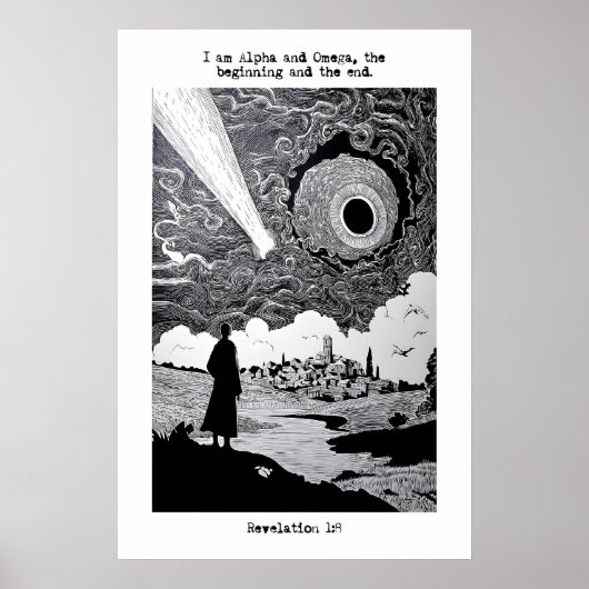 Revelation 1 8 Art Print Alpha and Omega Scripture ポスター (正面)