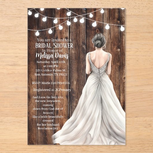 Revelation 21:2 Bridal Shower Invitation アクリル招待状 (正面)