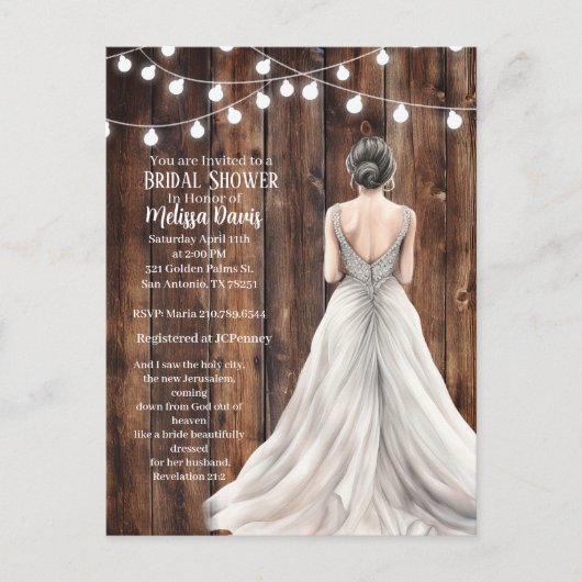 Revelation 21:2 Bridal Shower Invitation ポストカード (正面)