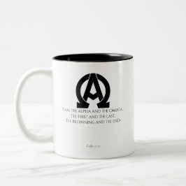 Revelation 22:13: "I am the Alpha and the Omega" ツートーンマグカップ