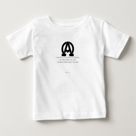 Revelation 22:13: "I am the Alpha and the Omega" ベビーTシャツ (正面)