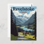 Revelstoke Canada Vintage Mountain Valley ポストカード (正面/裏面)