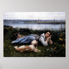 Reverie (Girl Lying on the Grass with her Dog) ポスター