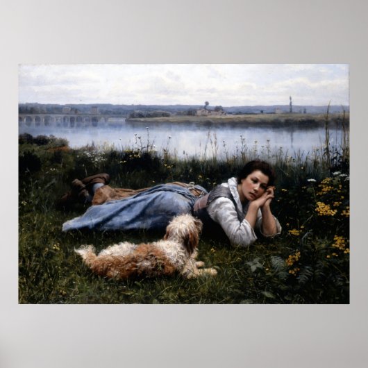 Reverie (Girl Lying on the Grass with her Dog) ポスター (正面)