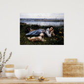 Reverie (Girl Lying on the Grass with her Dog) ポスター (キッチン)