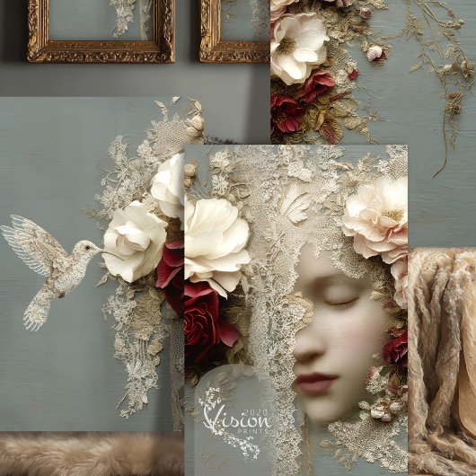 Reverie in Bloom Triptych Heavyweight Decoupage ラッピングペーパーシート