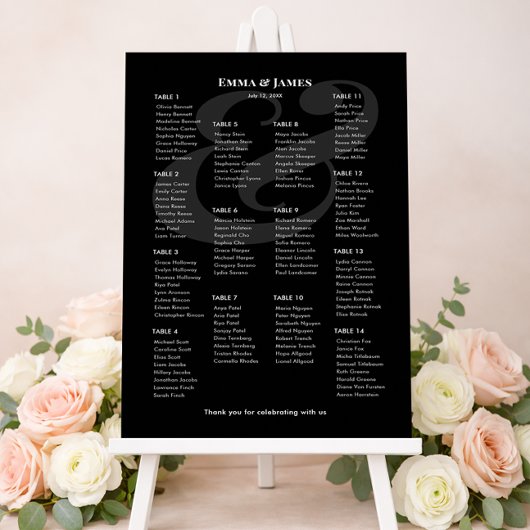 REVERSE Black Ampersand Wedding | 14 座席表 ポスター