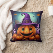 Reversible Autum Art / Happy Pumpkin Witch Pillow クッション (ブランケット)