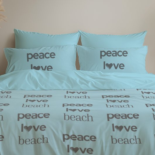 Reversible Blue Peace Love Beach | Coastal Decor 枕カバー