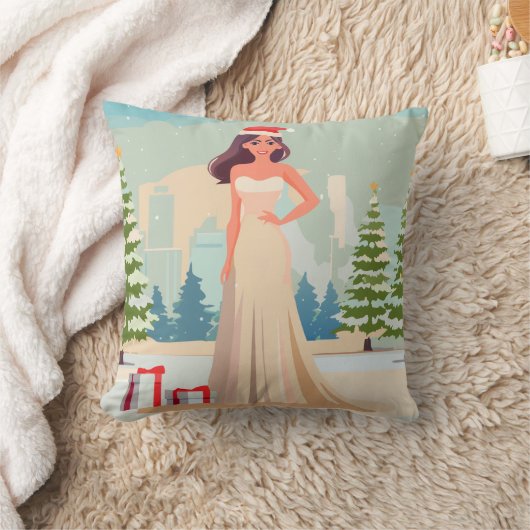 Reversible Christmas Cheers Pillow   クッション (ブランケット)