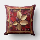 Reversible Christmas Poinsettia Pillow  クッション (正面)