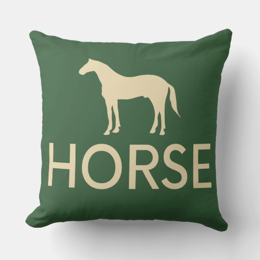 Reversible Dark Green & Cream Horse Equestrian クッション (正面)