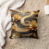Reversible Gold Lotus Flower Pillow  クッション (ブランケット)
